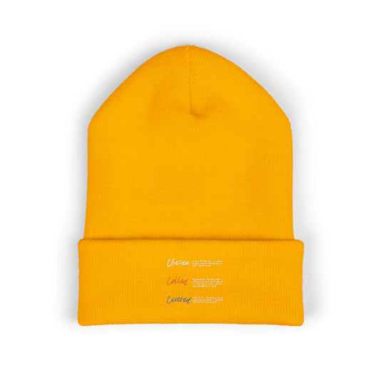 Classic Cuffed Beanie - Cozy Embroidered Hat for All Seasons, Unisex Gift, Hipster Style, Winter Wear, Yellow Accessories, Trendy Fashion