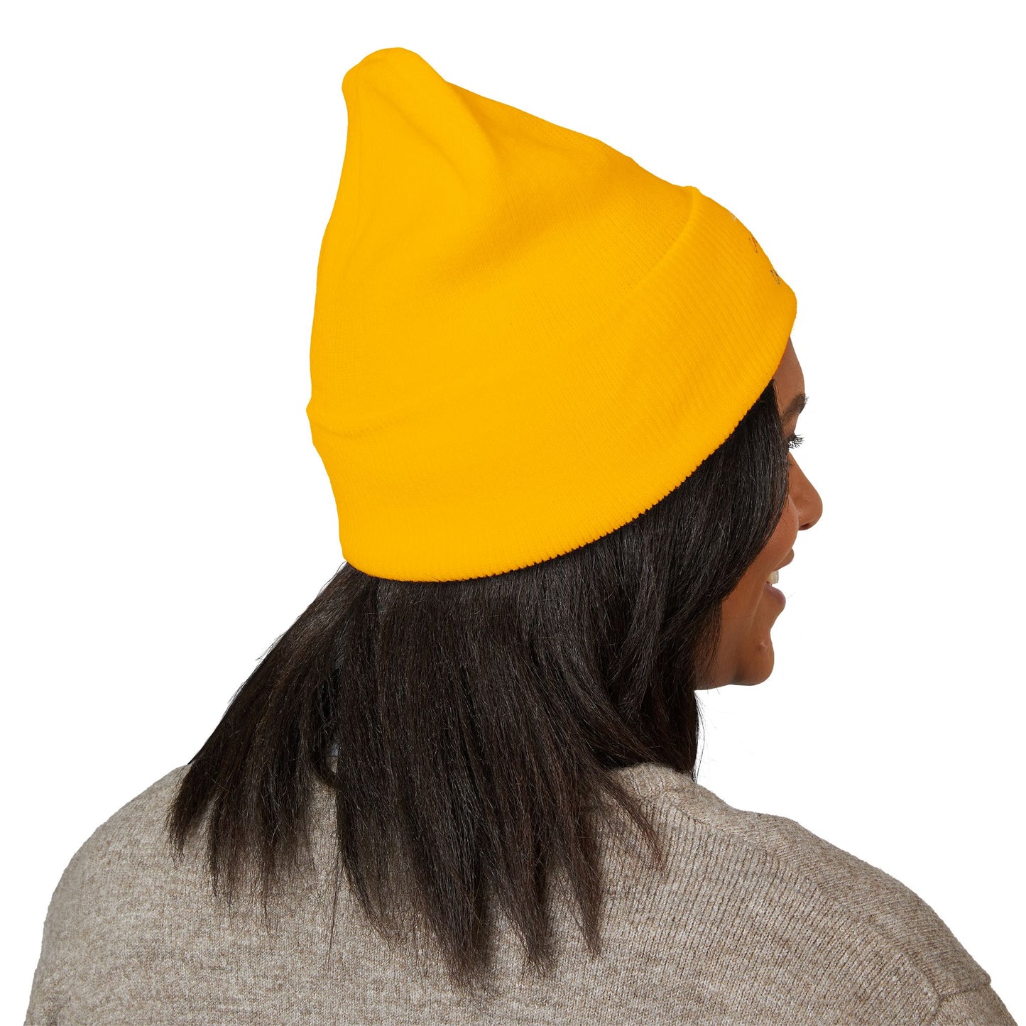Classic Cuffed Beanie - Cozy Embroidered Hat for All Seasons, Unisex Gift, Hipster Style, Winter Wear, Yellow Accessories, Trendy Fashion