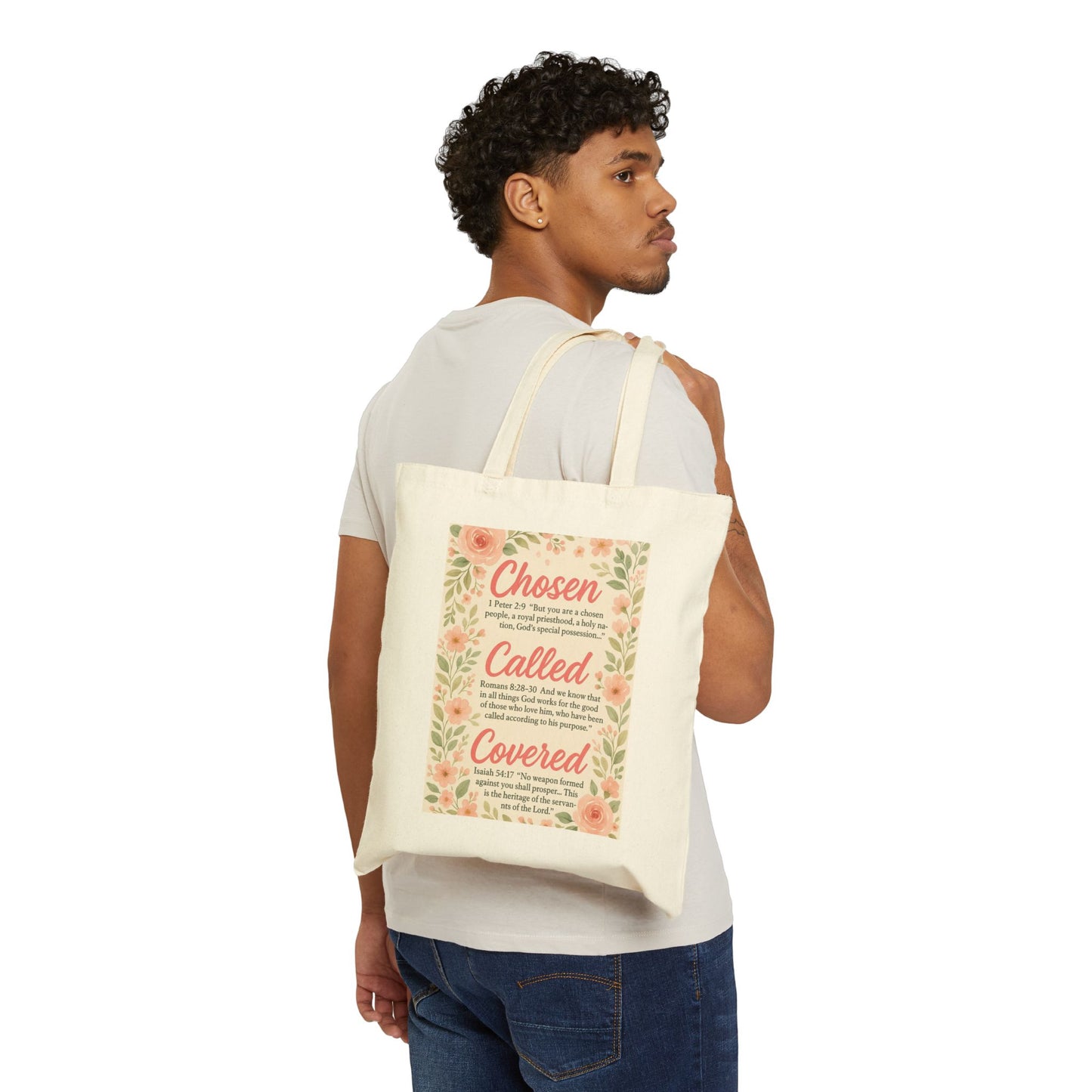Inspirational Quote Cotton Canvas Tote Bag, Motivational Gift, Eco-Friendly Shopping Bag, Faith-Based Tote, Reusable Grocery Bag