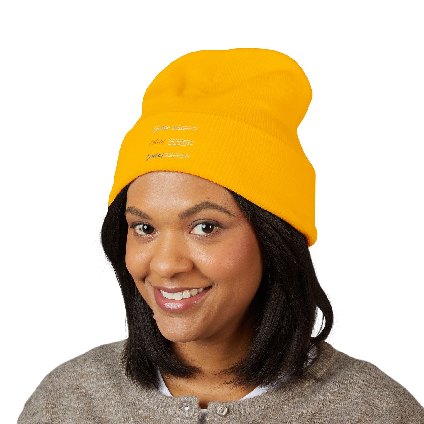 Classic Cuffed Beanie - Cozy Embroidered Hat for All Seasons, Unisex Gift, Hipster Style, Winter Wear, Yellow Accessories, Trendy Fashion